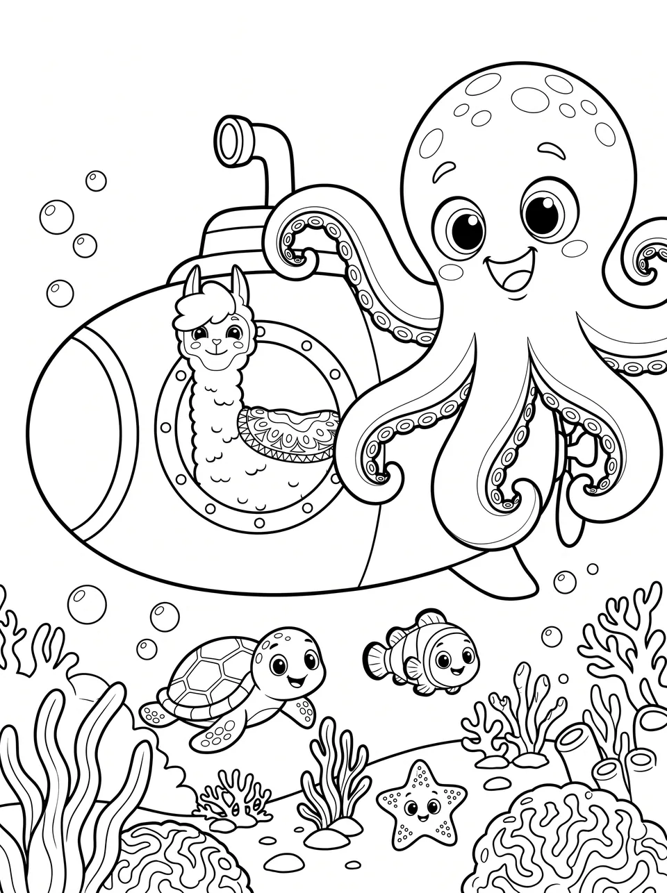 Ausmalbild Der Oktopus und Bobby: Bobby das Lama als Malvorlage